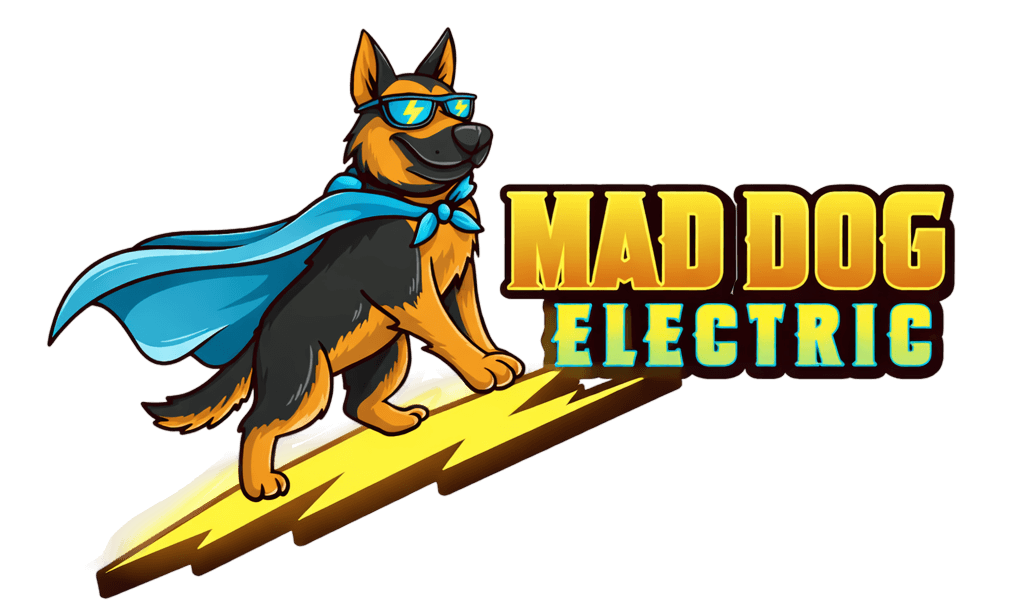 Mad Dog Electric — superhero electrician mascot